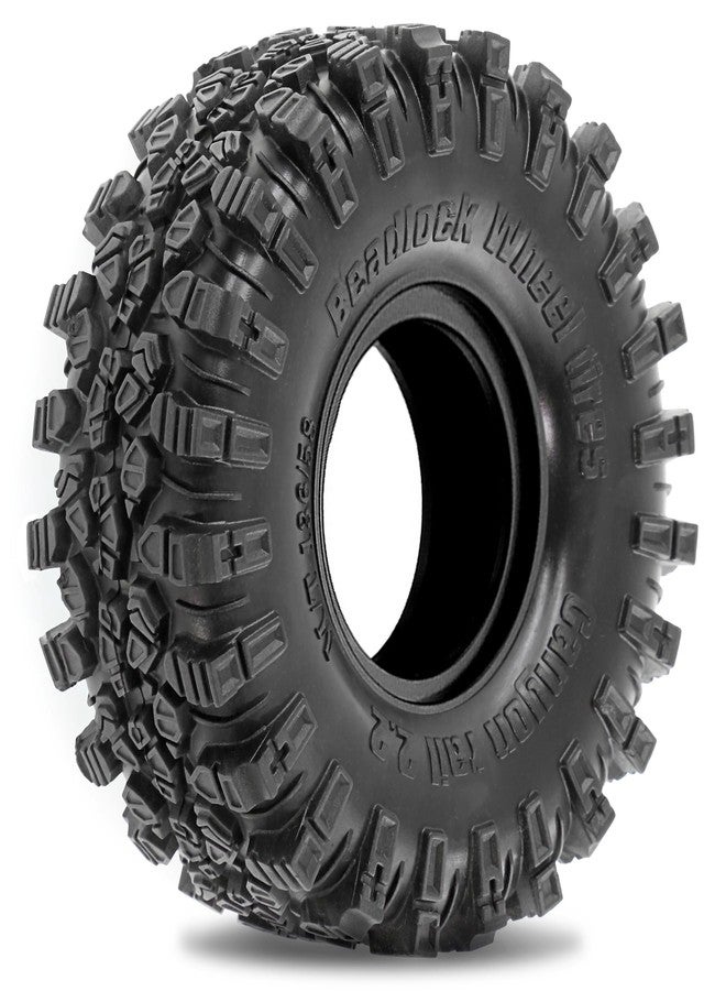 Chanjorlin 2.2 RC Crawler Tires OD 5.35'' 1:10 Soft Rubber All Terrain Tyres for 1/10 1/8 Rock Mud Crawler Car Traxxas TRX4 Axial SCX10 II RC4WD D90 TF2 Tamiya CC01 Gen8 2.2 inch Beadlock Wheels Rims - Image 3